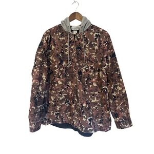 Duluth Trading Jacket Women's Fire Hose Lined Hooded Chore Coat Jac Camo XL